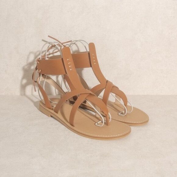 NWOT Oasis Society Blaze Lace Up Sandal in Brown Size 7.5 - Picture 2 of 11